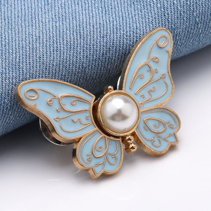 Butterfly Jeans Waist Tightener Clips with Pearl Center and No-Sew Pin - Image 7