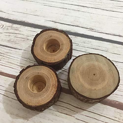 Candles and Holders Set with Taper and Pillar for Rustic Wooden Unity with Jute Twine - Image 5