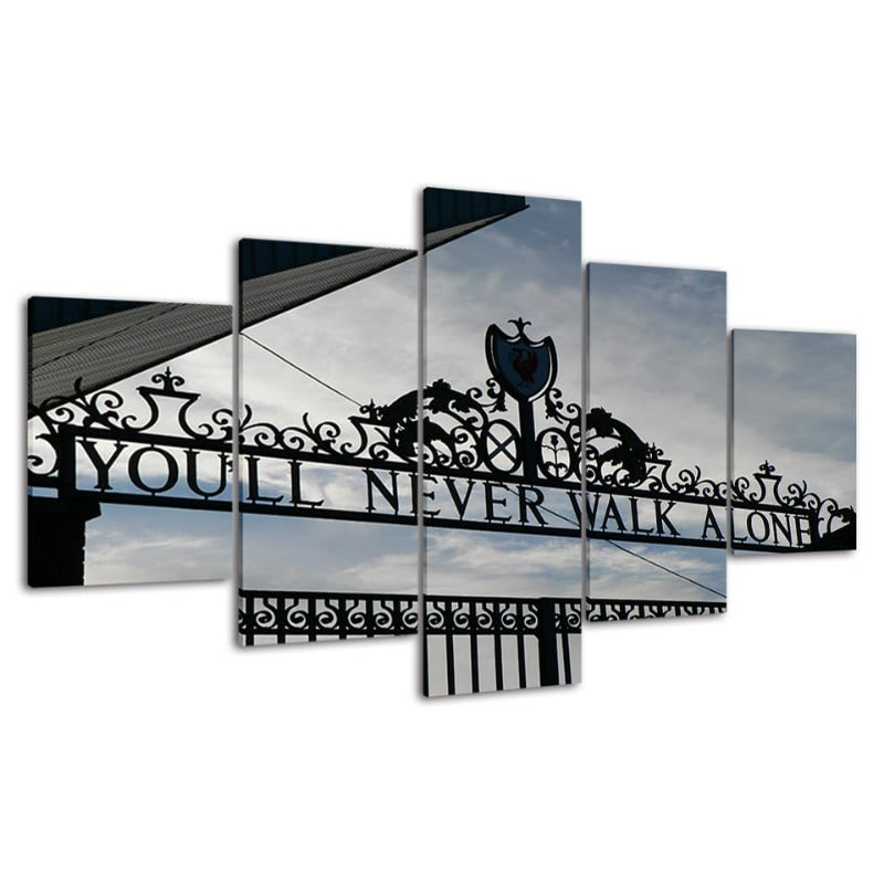 Canvas Wall Art Decor 5 Panel Split Print with Wrought Iron Gate Design for Dining Room and Living - Image 1