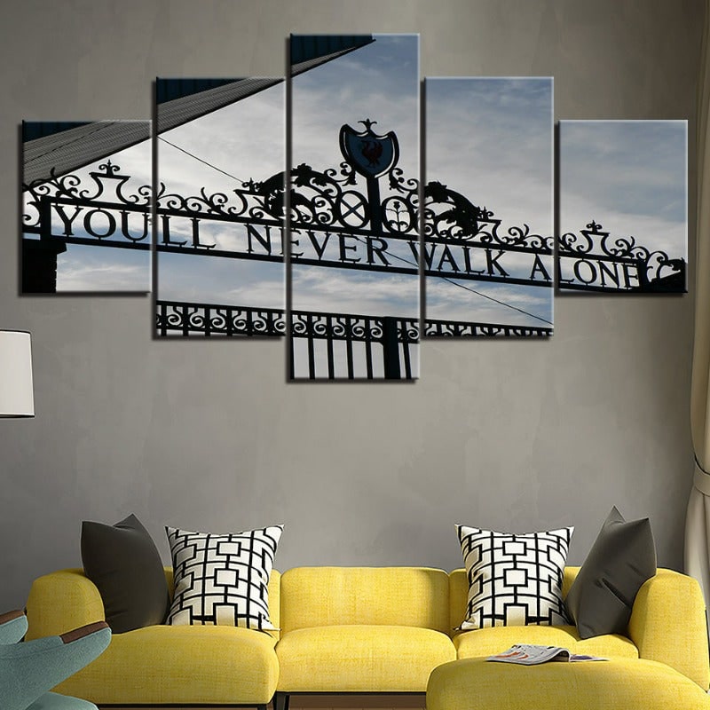 Canvas Wall Art Decor 5 Panel Split Print with Wrought Iron Gate Design for Dining Room and Living - Image 3