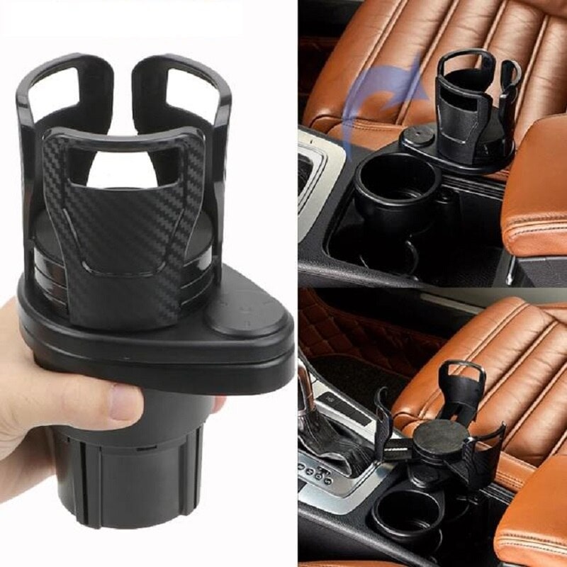 Car Cup Holder Expander with Rotating Base and Adjustable Arms for Auto Vehicle Beverage Storage - Image 2