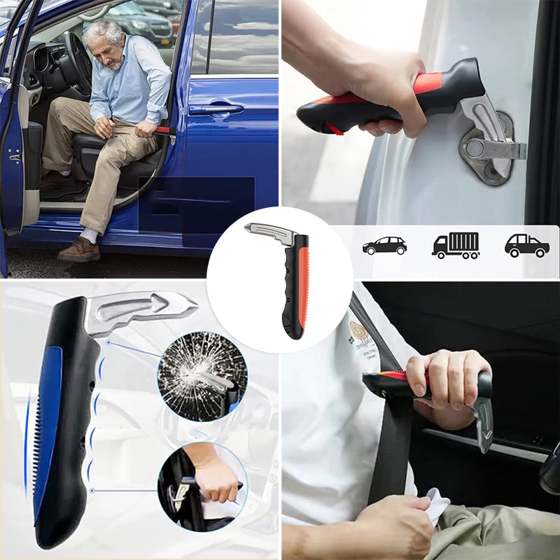 Car Door Assist Handle with Window Breaker and Seatbelt Cutter for Mobility Knobs - Image 1