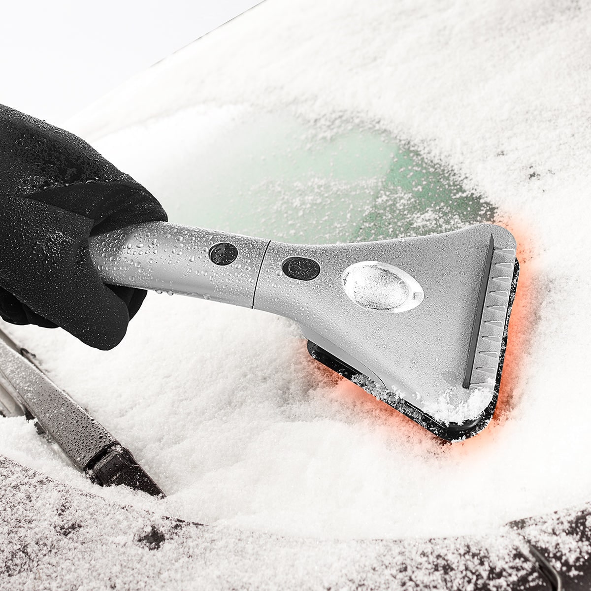 Car Ice Scraper Heated Electric Extendable LED Windshield Winter - Image 1
