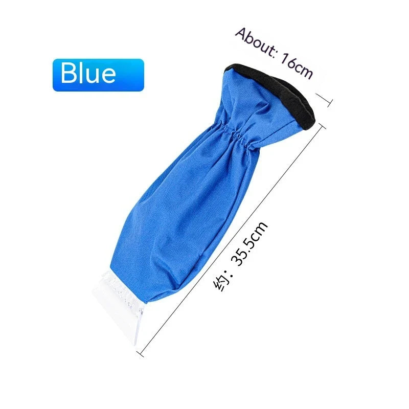 Car Ice Scraper Mitt with Fleece Lining and Elastic Wrist Band for Windshield - Image 4