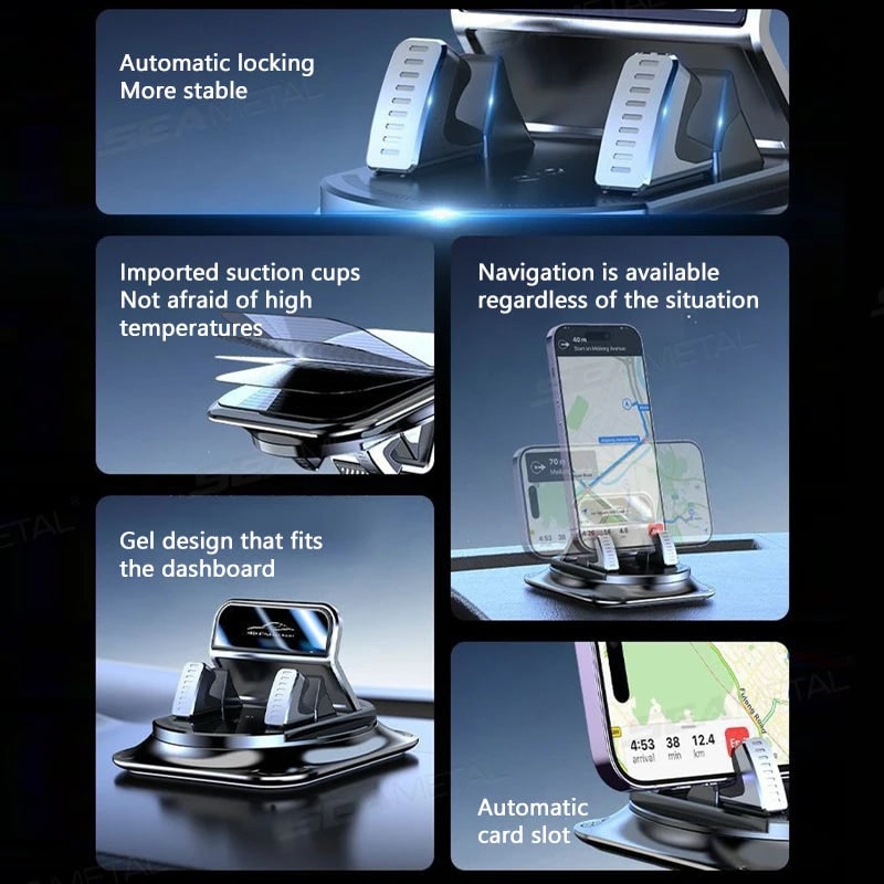 Car Phone Mount with 360 Degree Rotation Dashboard Holder and Anti-Slip Gel Suction Base - Image 4