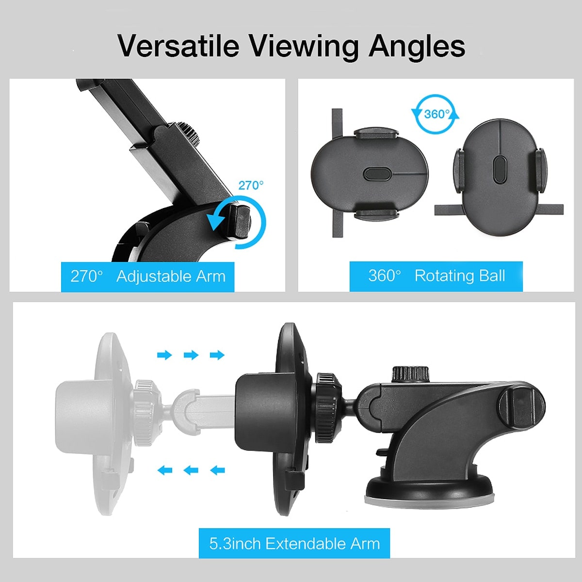 Car Phone Stand Holder Mount with Telescopic Arm and Suction Cup Base Magnet - Image 10