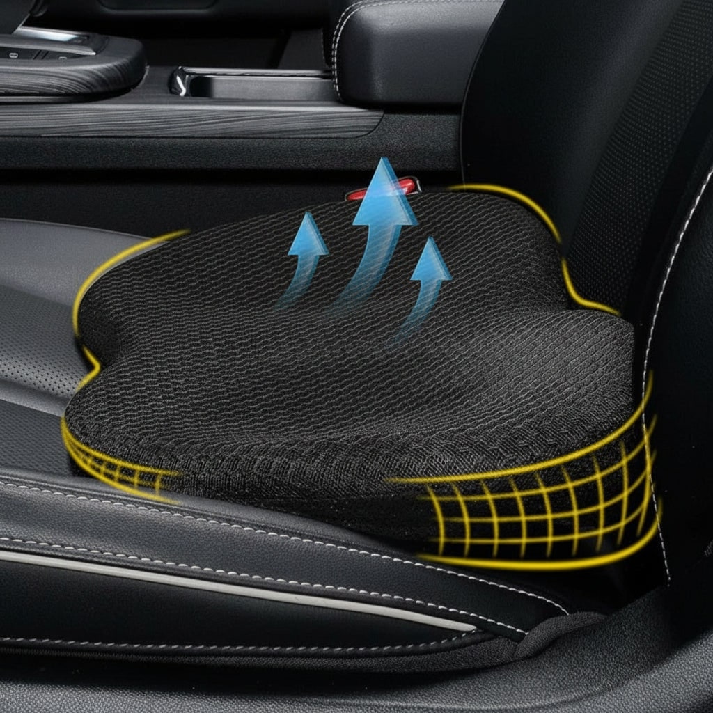 Car Seat Cushion with Memory Foam Ergonomic Support and Breathable Mesh Cover - Image 1
