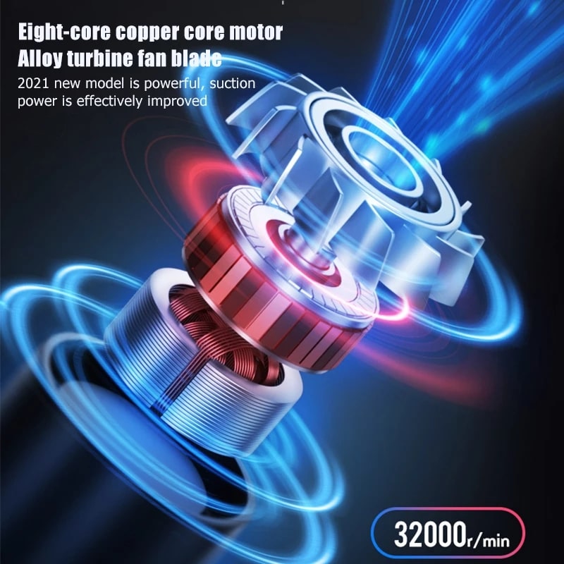 Car Vacuum Cleaner Handheld Hepa Mini Cordless Rechargeable with Retractable Handle - Image 2
