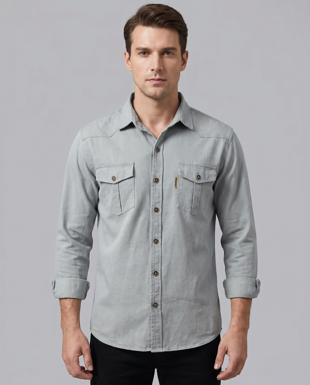 Cargo Pocket Long Sleeve Shirt for Men — back view