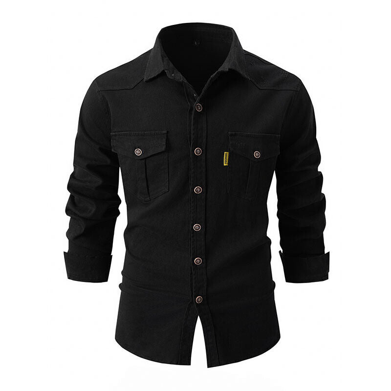 Cargo Pocket Long Sleeve Shirt for Men — fit overview