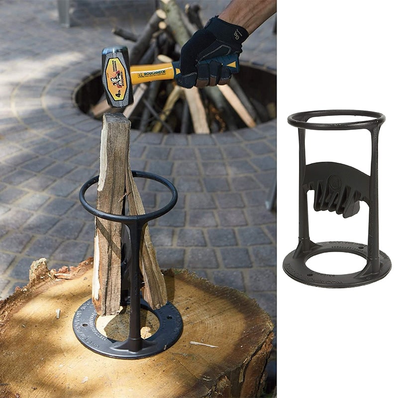Cast Iron Log Splitter and Kindling with Safety Ring and Mounting Base Electric Wood - Image 1