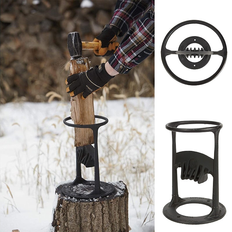 Cast Iron Log Splitter and Kindling with Safety Ring and Mounting Base Electric Wood - Image 2