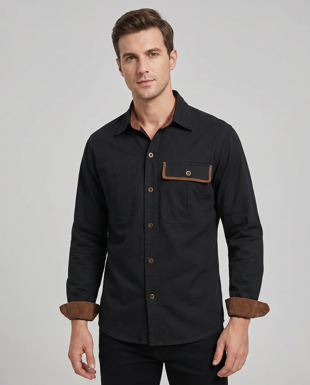 Casual Trendy Long Sleeve Shirt for Men — side view