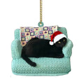 Cat Christmas Ornament with Black Design and Acrylic Disc Pendant for Tree Decoration - Image 6