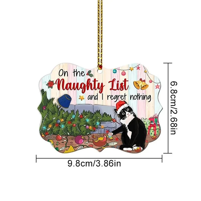 Cat Christmas Ornament with Black Design and Acrylic Disc Pendant for Tree Decoration - Image 8