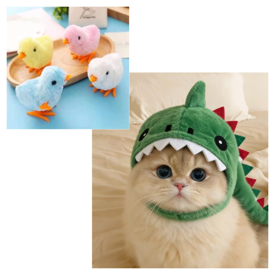 Cat Hat with Plush Dinosaur Costume Design Soft Stuffed Horn In A Drawing - Image 5