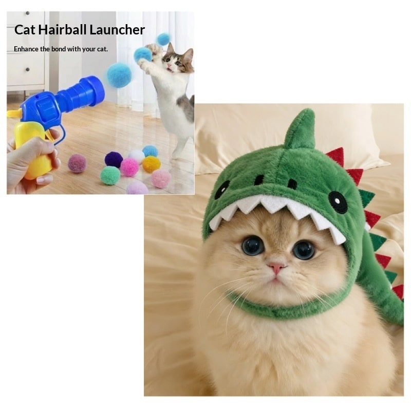 Cat Hat with Plush Dinosaur Costume Design Soft Stuffed Horn In A Drawing - Image 6