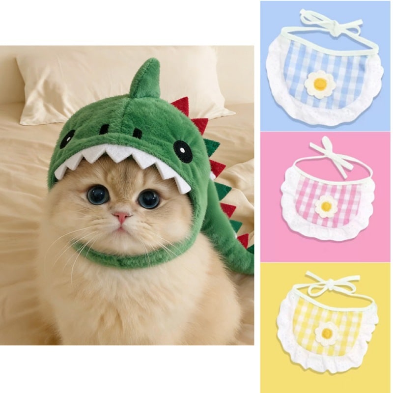 Cat Hat with Plush Dinosaur Costume Design Soft Stuffed Horn In A Drawing - Image 8