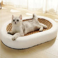 Cat Scratcher Bed and Couch with Plush Fleece Bolster and Woven Mat Cave - Image 1