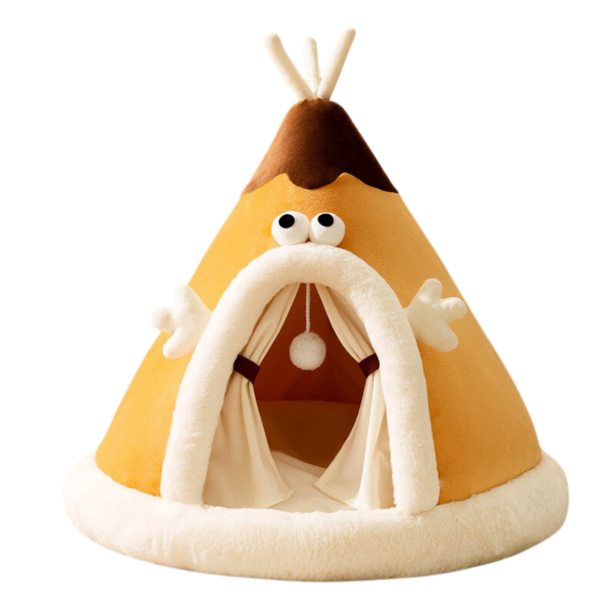 Cat Tent Bed and Self Warming Cave with Fleece Plush Fabric and Hanging Toy Heated Outdoor - Image 2