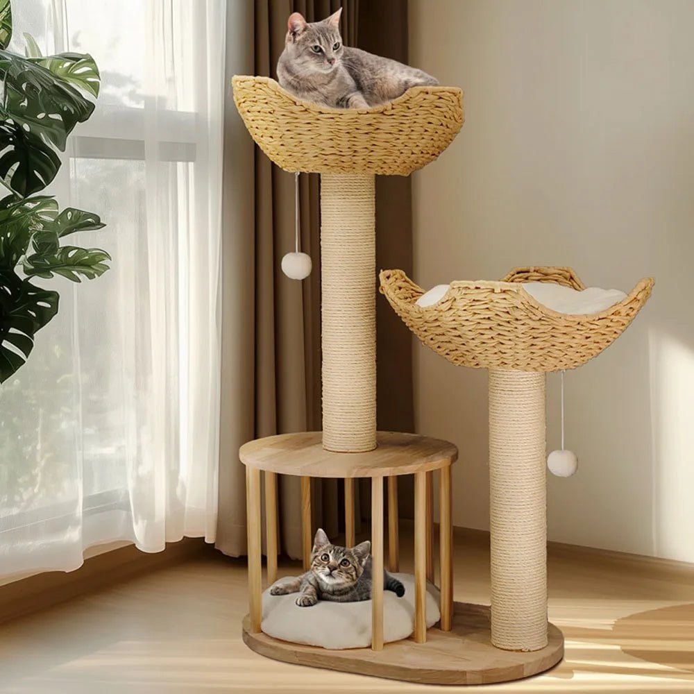 Cat Tree and Condo Tower with Sisal Scratching Posts and Woven Baskets Floor To Ceiling - Image 2