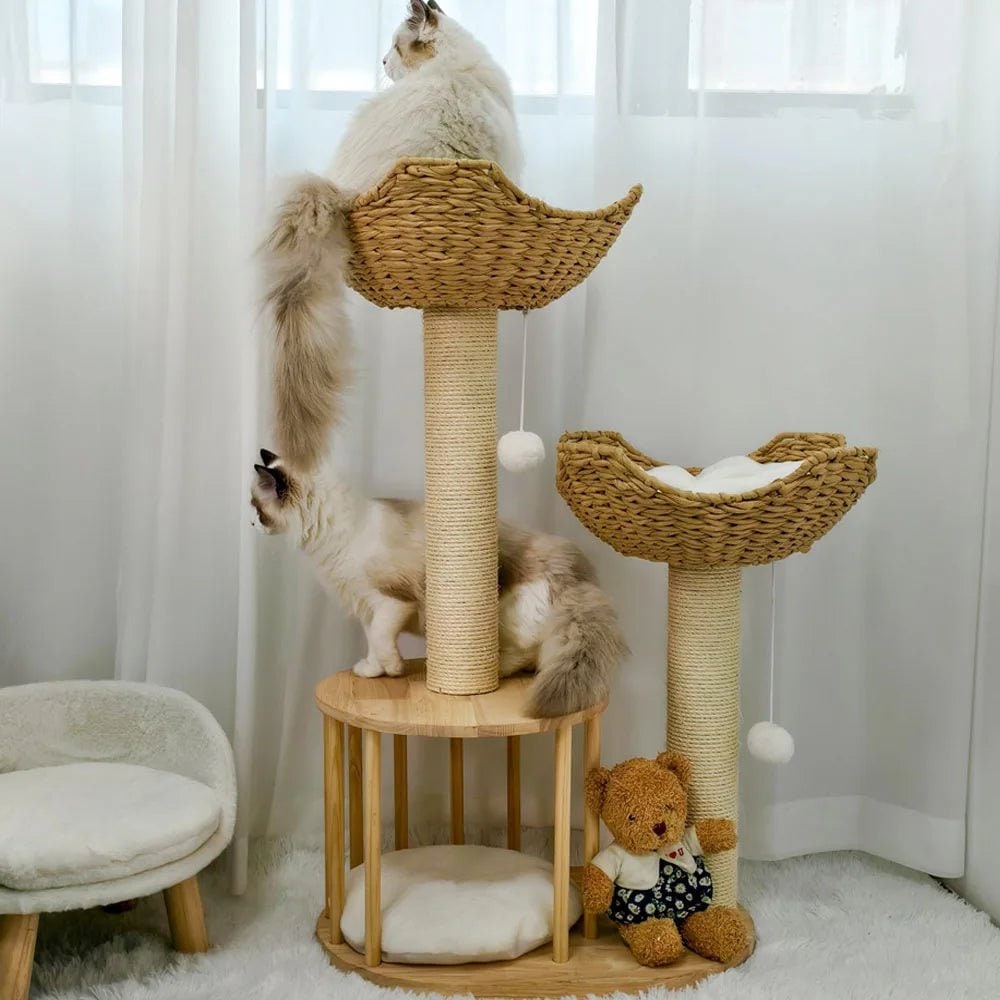 Cat Tree and Condo Tower with Sisal Scratching Posts and Woven Baskets Floor To Ceiling - Image 3
