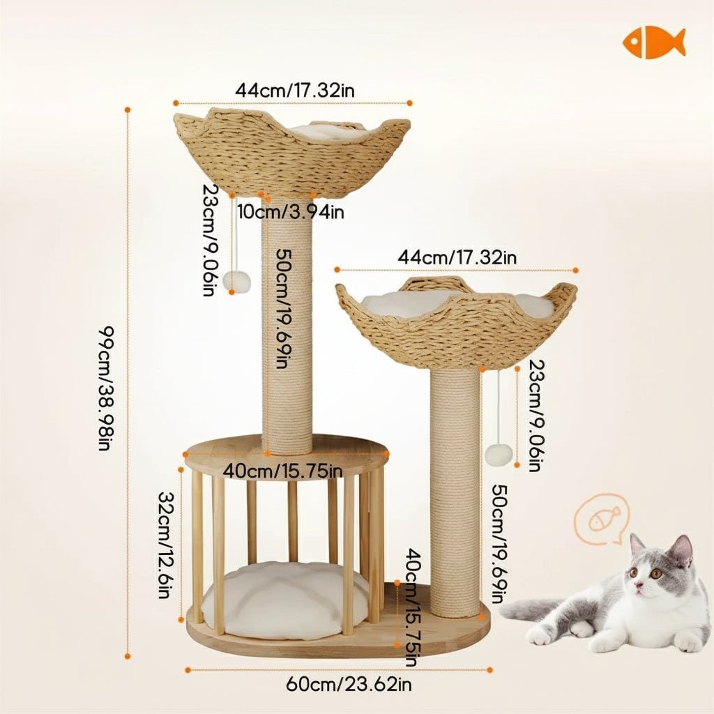 Cat Tree and Condo Tower with Sisal Scratching Posts and Woven Baskets Floor To Ceiling - Image 8