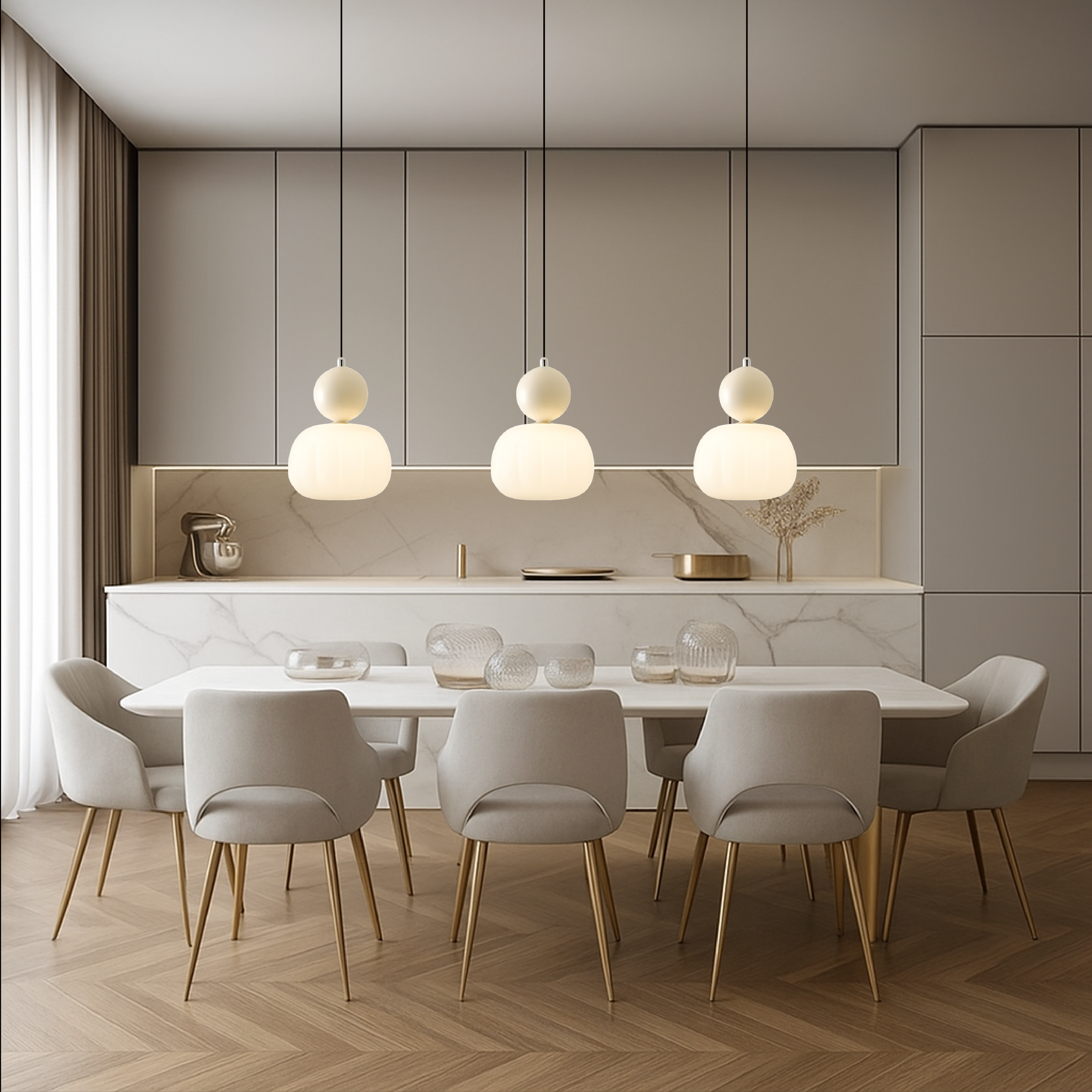 Ceiling Light Modern Pendant Hanging Frosted Geometric Dining Art Deco - Image 4