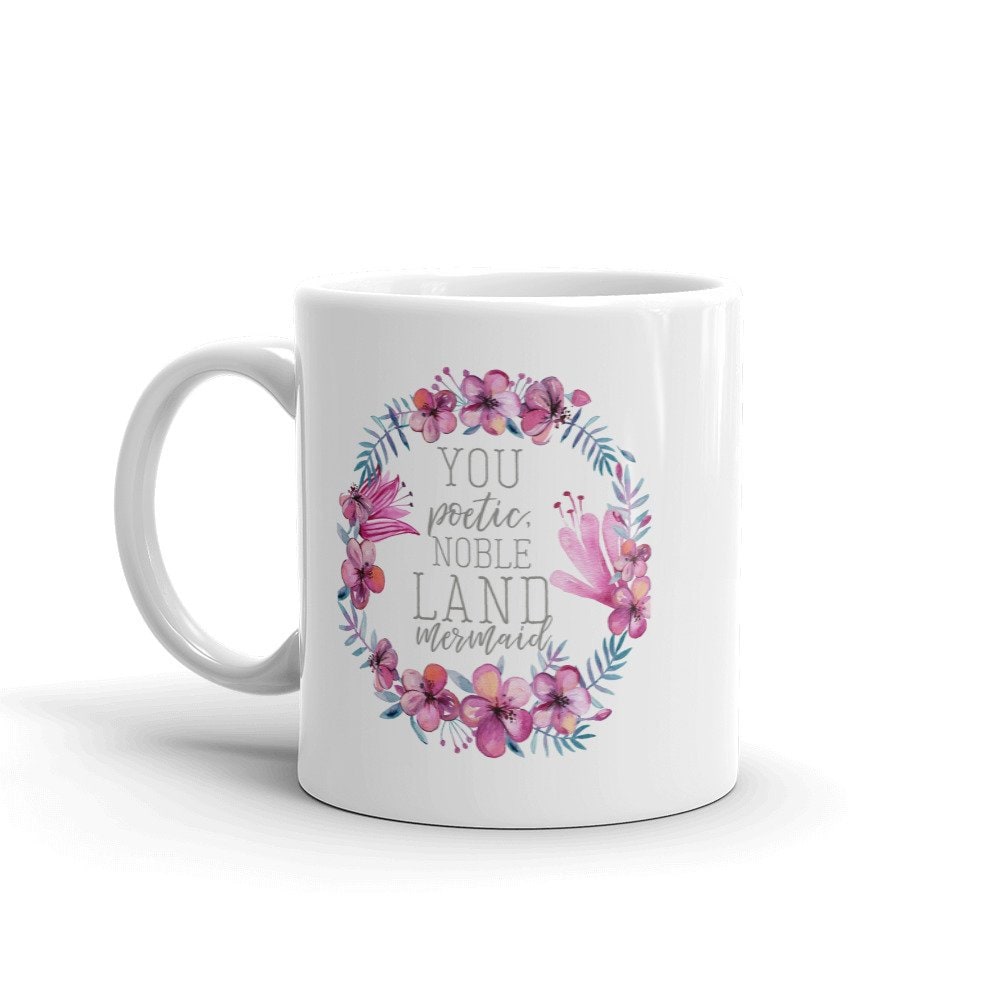 Ceramic Coffee Mug 8 Oz with Floral Wreath Print and Inspirational Quote Custom Photo - Image 1