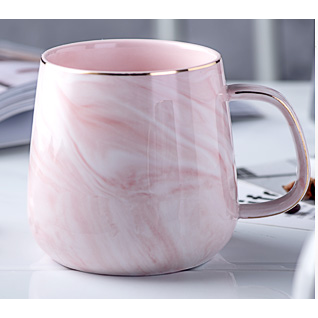 Ceramic Coffee Mug with Marble Pattern and Gold Rim Stainless Steel Travel to Go Cup - Image 6