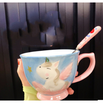 Ceramic Coffee Travel Mug with Cereal Bowl Shape Pedestal Base and Matching Spoon 20 Oz - Image 4
