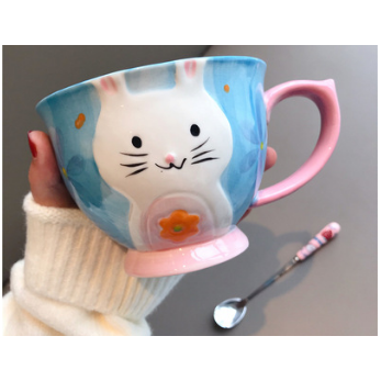 Ceramic Coffee Travel Mug with Cereal Bowl Shape Pedestal Base and Matching Spoon 20 Oz - Image 5
