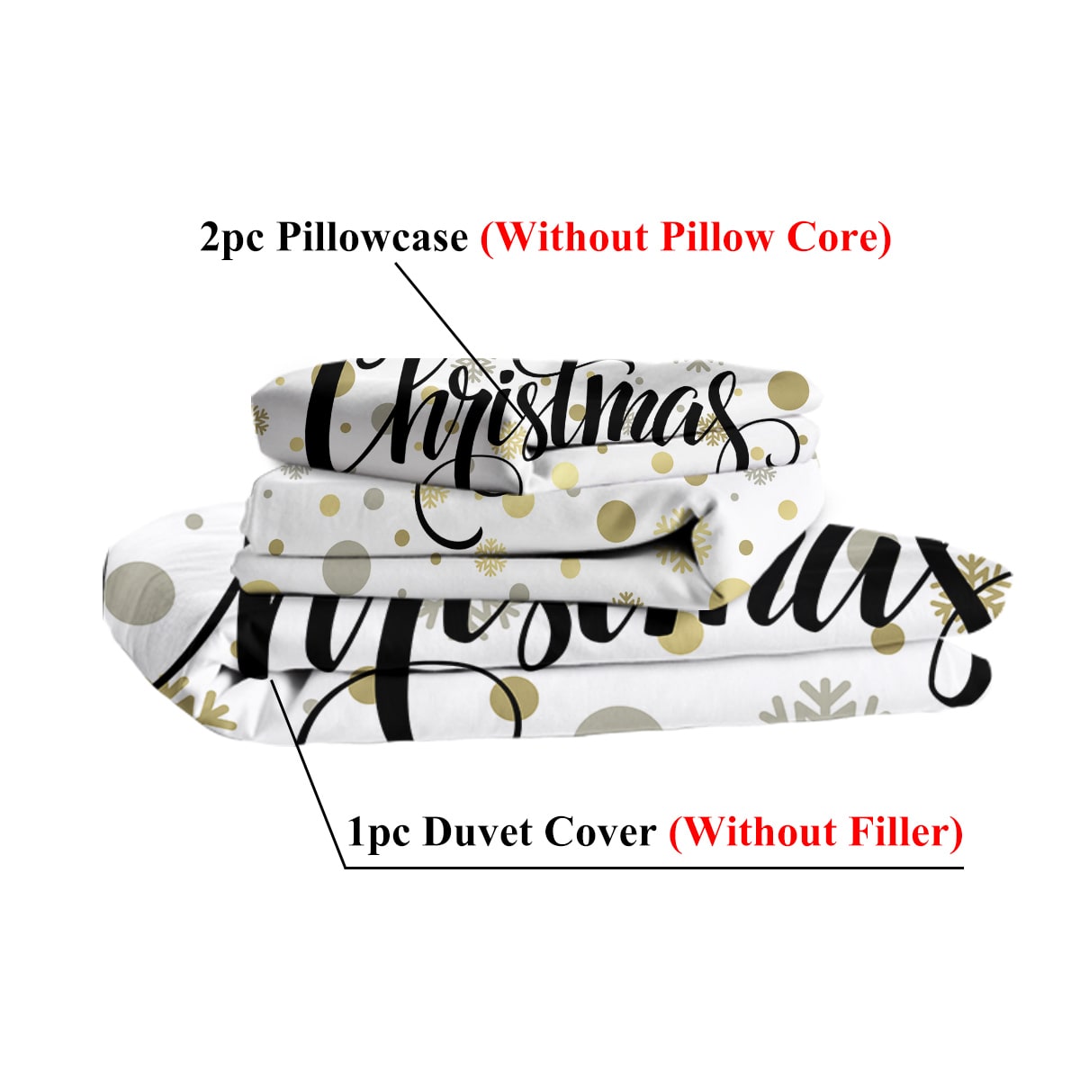 Christmas Bedding Set with Duvet Cover and 2 Pillowcases White Microfiber - Image 6
