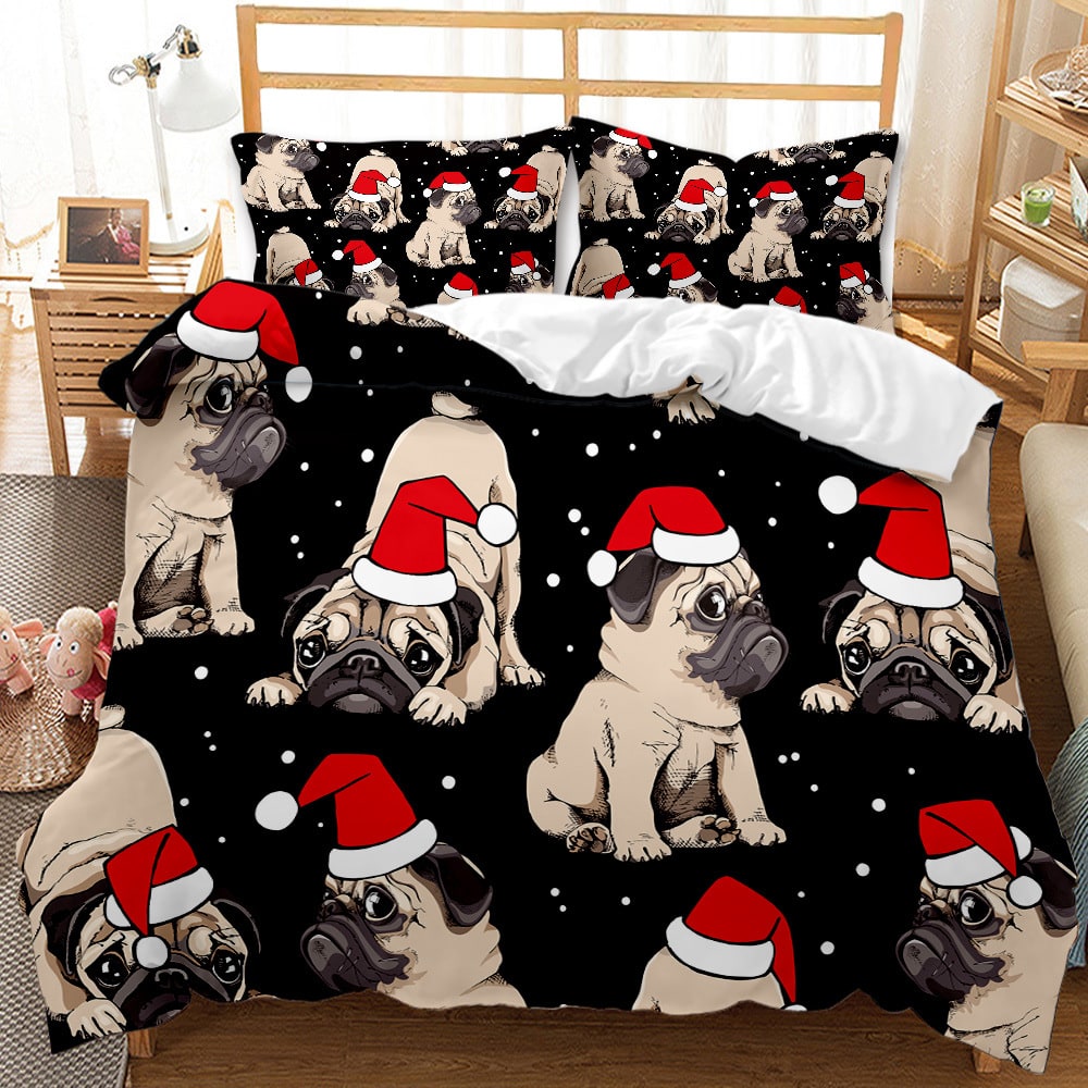 Christmas Bedding Set with Duvet Cover and Pillowcases Digital Print Three-Piece - Image 2
