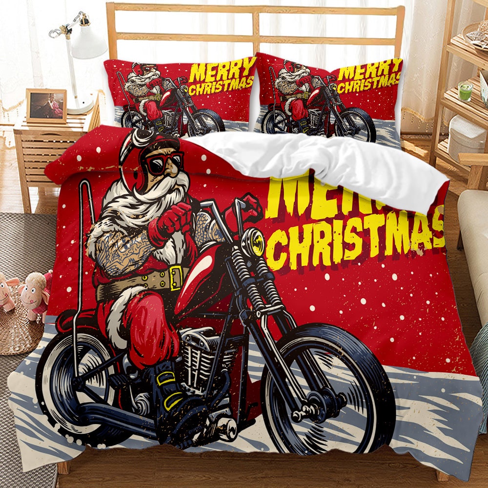 Christmas Bedding Set with Duvet Cover and Pillowcases Digital Print Three-Piece - Image 9