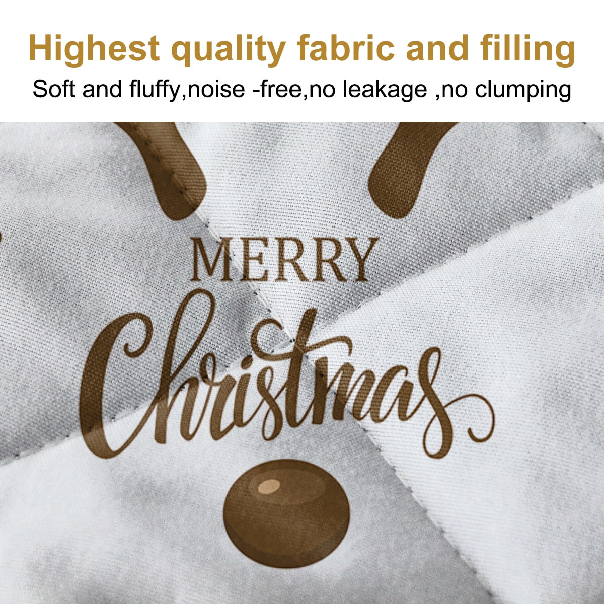 Christmas Bedding Set with Reindeer Print 3-Piece Quilt and Pillow Shams Microfiber Diamond Quilted - Image 5