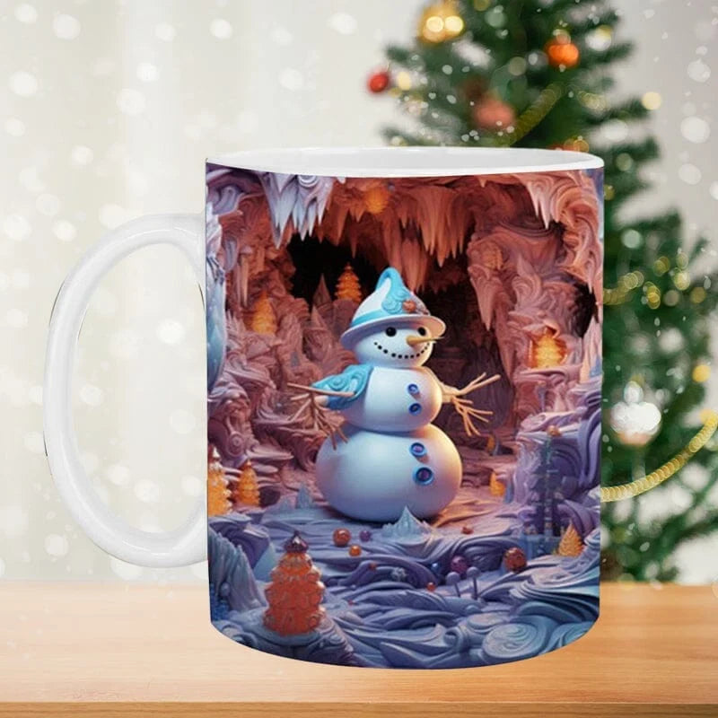 Christmas Coffee Mug with 3D Snowman Design and Ceramic Construction - Image 1