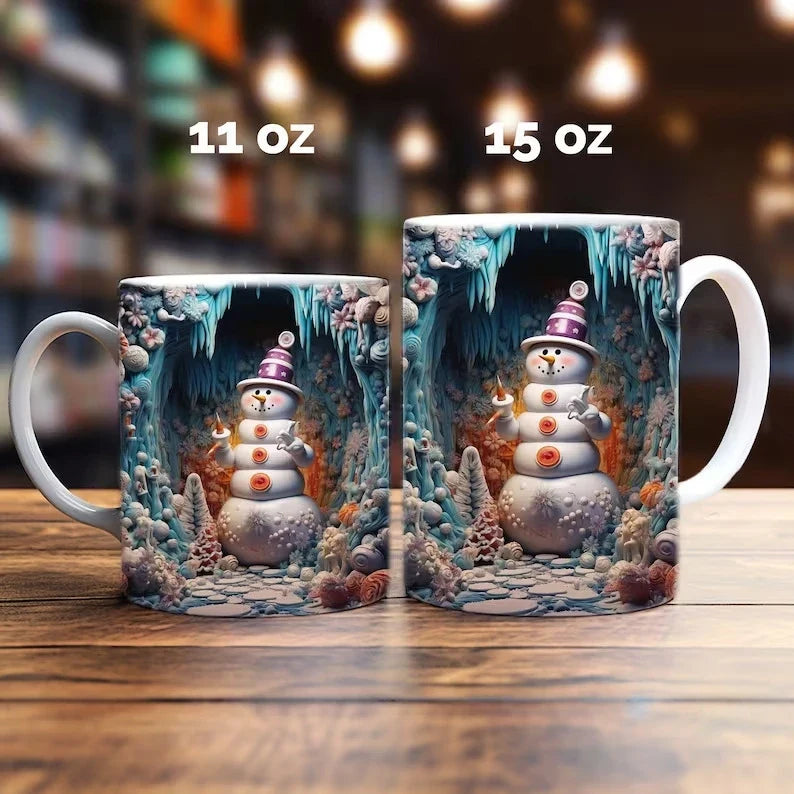 Christmas Coffee Mug with 3D Snowman Design and Ceramic Construction - Image 10