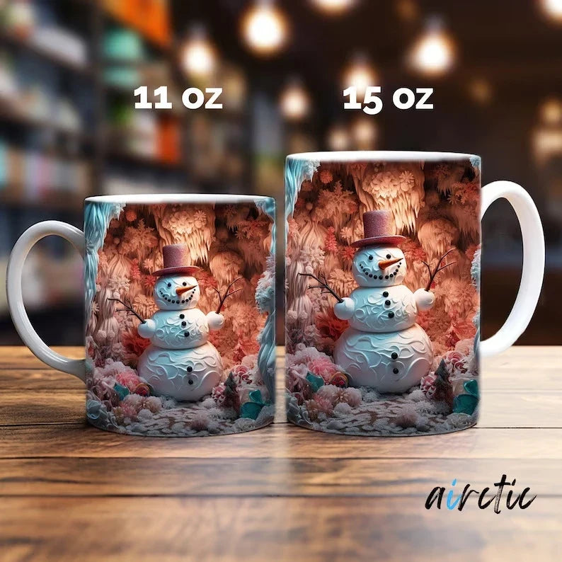 Christmas Coffee Mug with 3D Snowman Design and Ceramic Construction - Image 12
