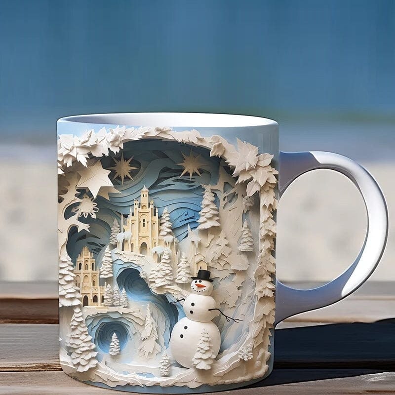 Christmas Coffee Mug with 3D Snowman Design and Ceramic Construction - Image 3