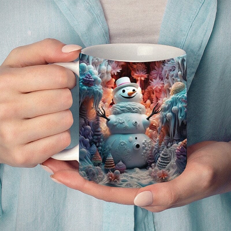 Christmas Coffee Mug with 3D Snowman Design and Ceramic Construction - Image 4