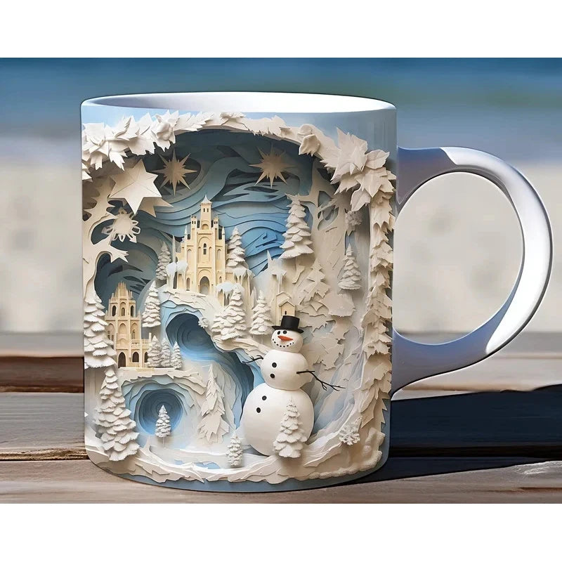 Christmas Coffee Mug with 3D Snowman Design and Ceramic Construction - Image 7