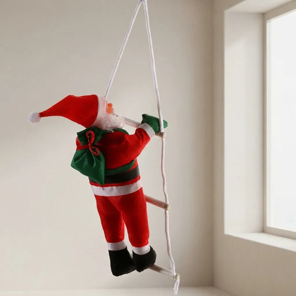 Christmas Decoration Climbing Santa with Rope Ladder Hanging Ornament for Indoor Holiday Display - Image 1