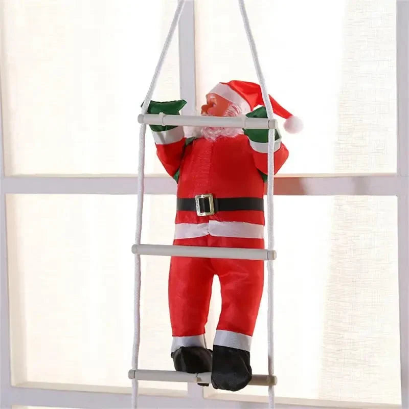 Christmas Decoration Climbing Santa with Rope Ladder Hanging Ornament for Indoor Holiday Display - Image 3