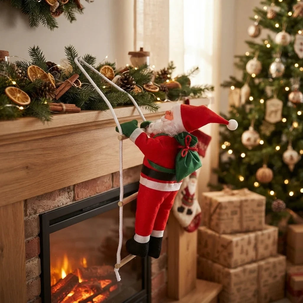 Christmas Decoration Climbing Santa with Rope Ladder Hanging Ornament for Indoor Holiday Display - Image 5