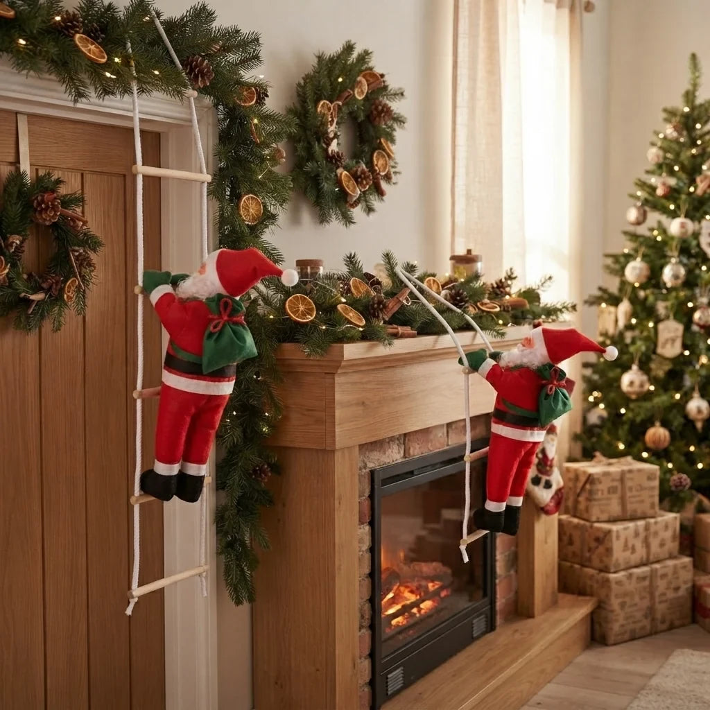 Christmas Decoration Climbing Santa with Rope Ladder Hanging Ornament for Indoor Holiday Display - Image 6