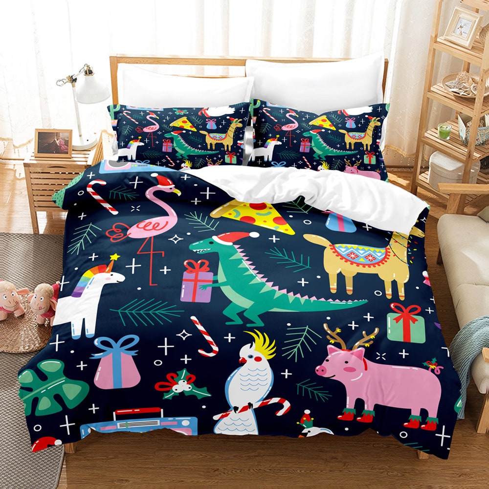 Christmas Digital Printed Duvet Cover Set with Pillowcases and Festive Bedding Design - Image 12