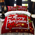 Christmas Duvet Cover Set with Pillowcases Holiday Bedding with Poinsettia and String Lights Print - Image 4