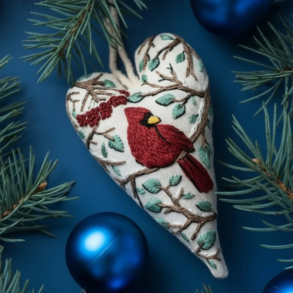 Christmas Embroidery Kit for Beginners with Heart-Shaped Ornament Fabric - Image 10