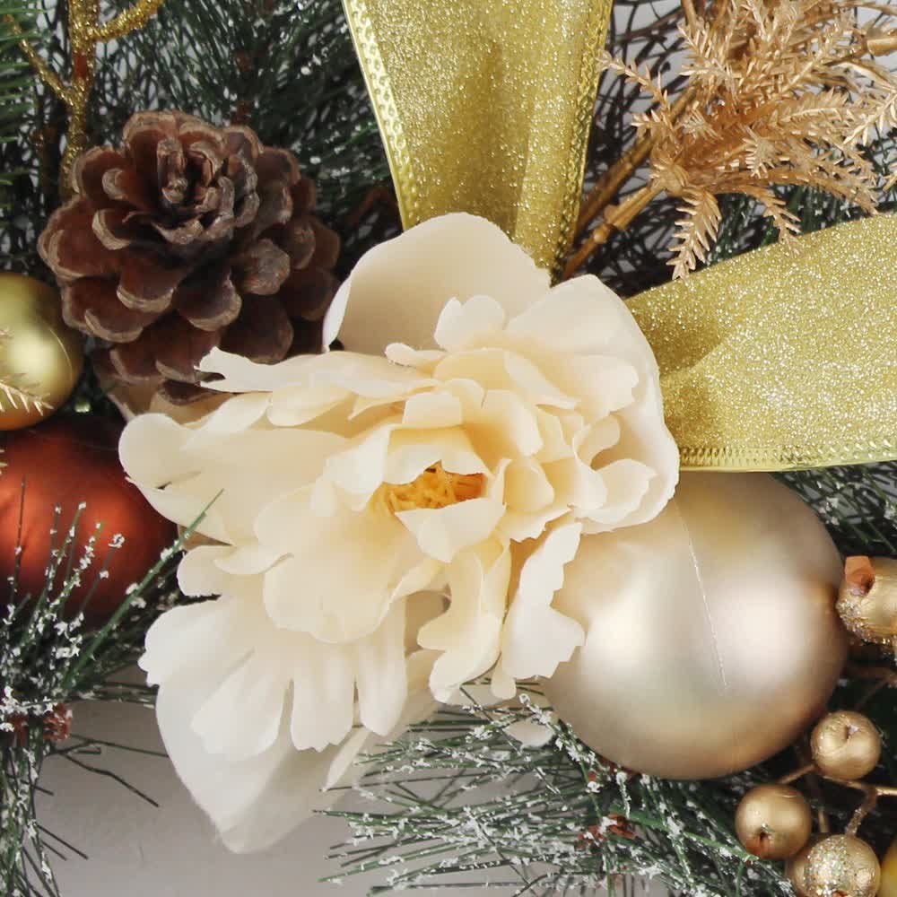 Christmas Garland for Mantle with Ornaments Artificial Pine and Faux Roses - Image 11